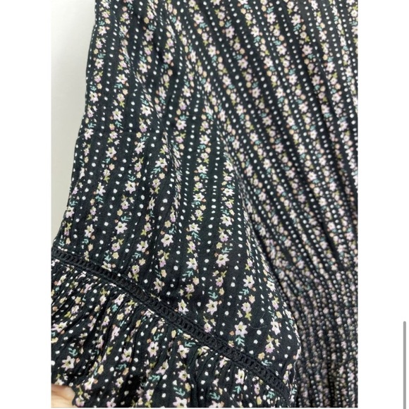 Patrons Of Peace Black Flower Power Cropped Jumpsuit Size Medium (fits like Lg) - Picture 6 of 9